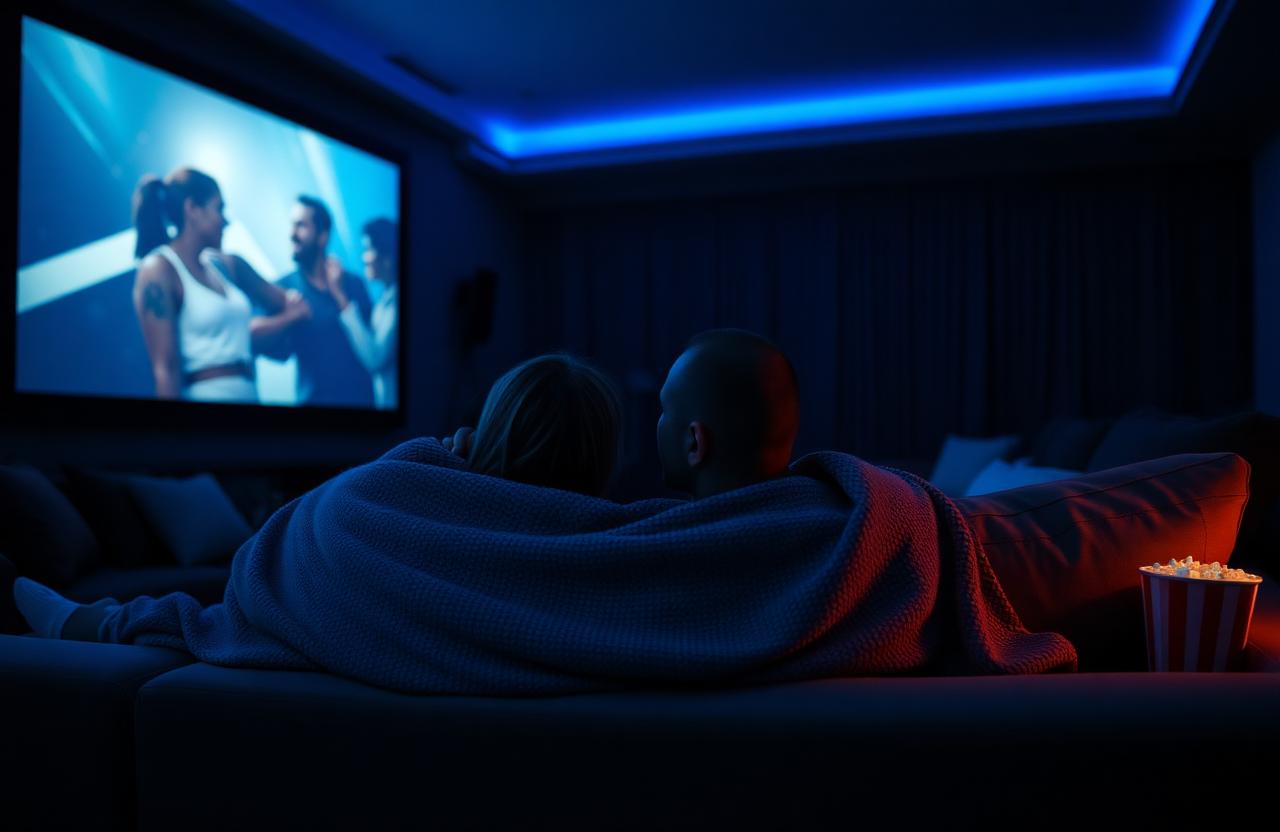 Casal assistindo filme